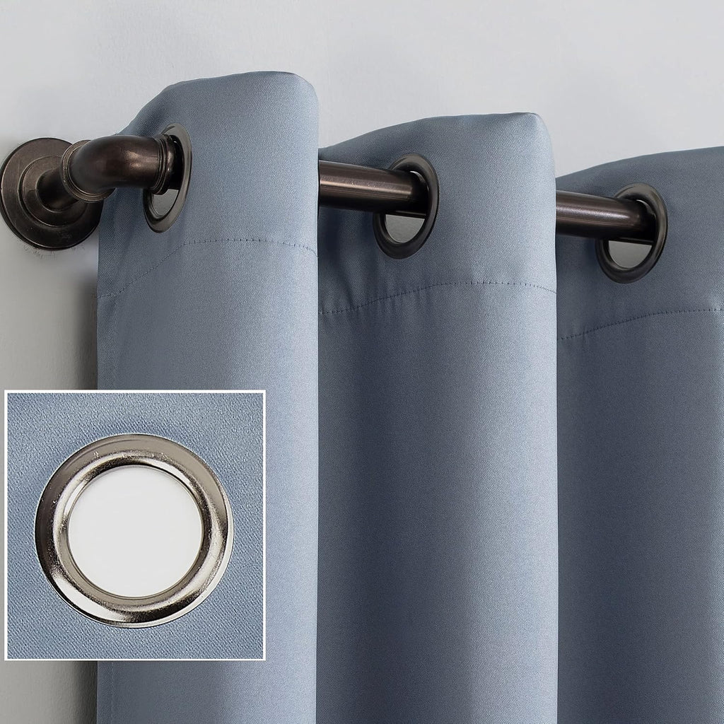 Sun Zero Nordic 2-pack Theater Grade Extreme 100% Blackout Grommet Curtain Panel Pair, 52" x 63", Haze