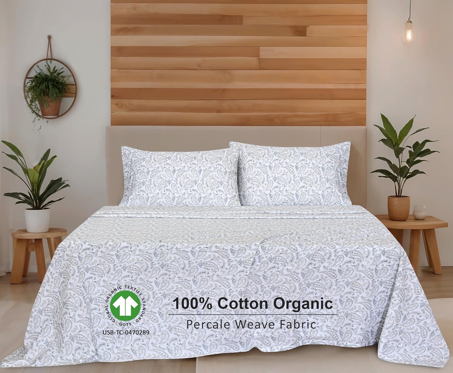 Ruvanti 100% Cotton Organic Percale Sheets Full Size – Crisp Cooling Bed Sheets for Hot Sleepers, Deep Pocket 15”, Soft Peach Finish, Breat…