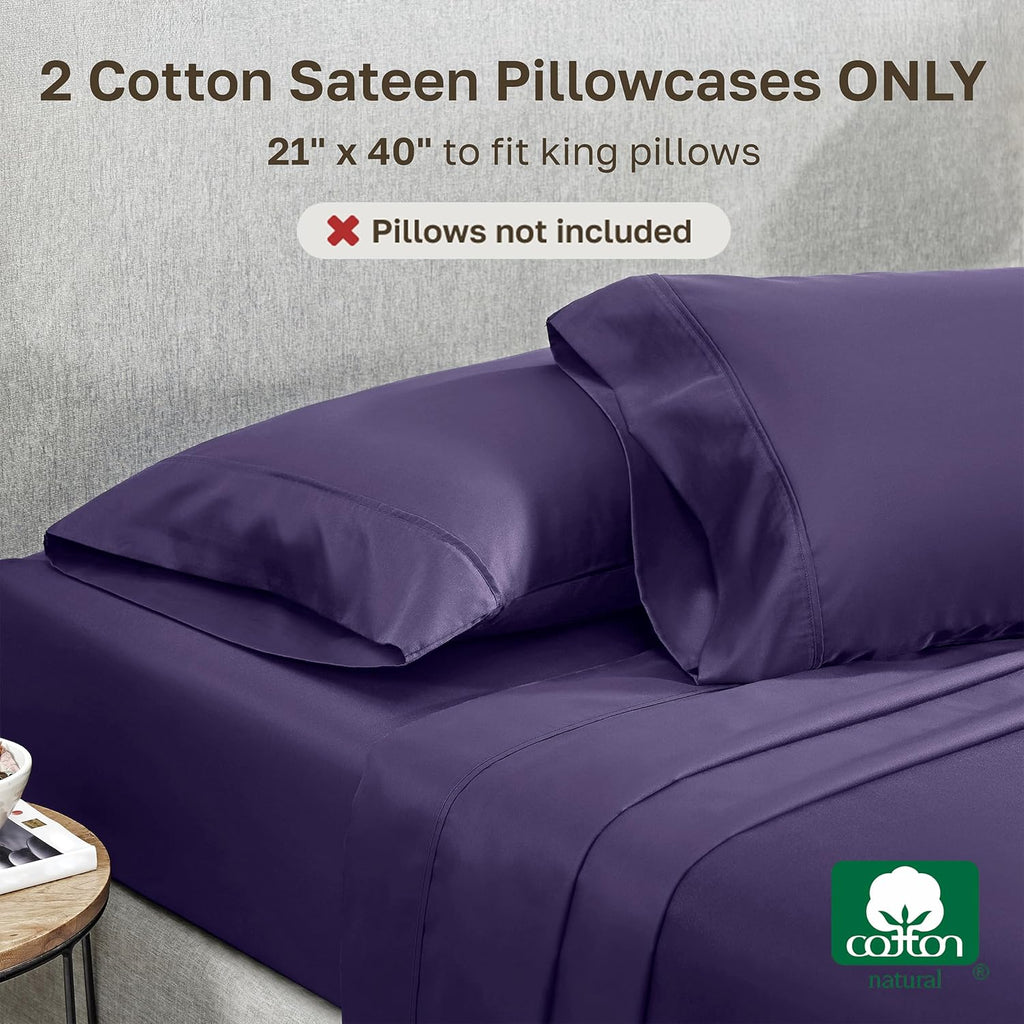CaliforniaDesignDen California Design Den King Size Pillowcase Set - 400 Thread Count, 100% Cotton Sateen, Set of 2 Pillow Covers, Soft and…