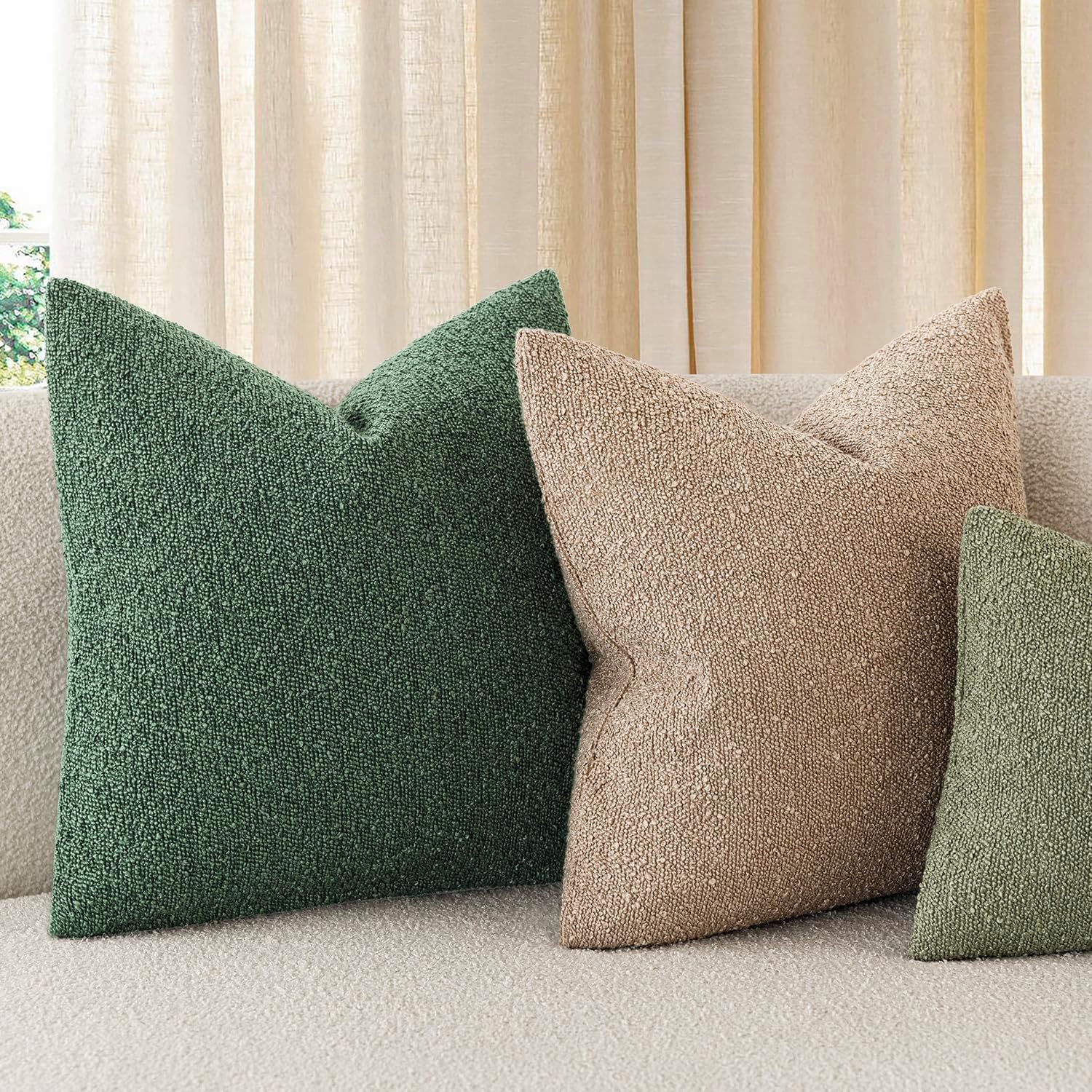 Foindtower Decorative Textured Boucle Throw Pillow Covers Accent Solid Pillow Cases Neutral Soft Cozy Couch Cushion Case for Chair Sofa…