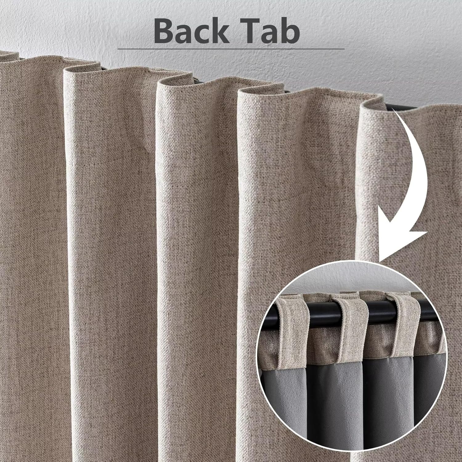IGEMAEVE Blackout Curtains Customsize for Bedroom,100% Black Out Curtains 1 Panel Thermal Insulated Room Darkening Drapes Beige Rod…