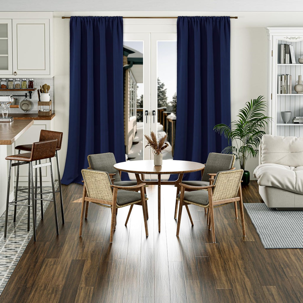 BGment Navy Blue Blackout Curtains for Living Room 95 Inch Long 2 Panels Set, 100% Light Blocking Room Darkening Thermal Insulated Rod…