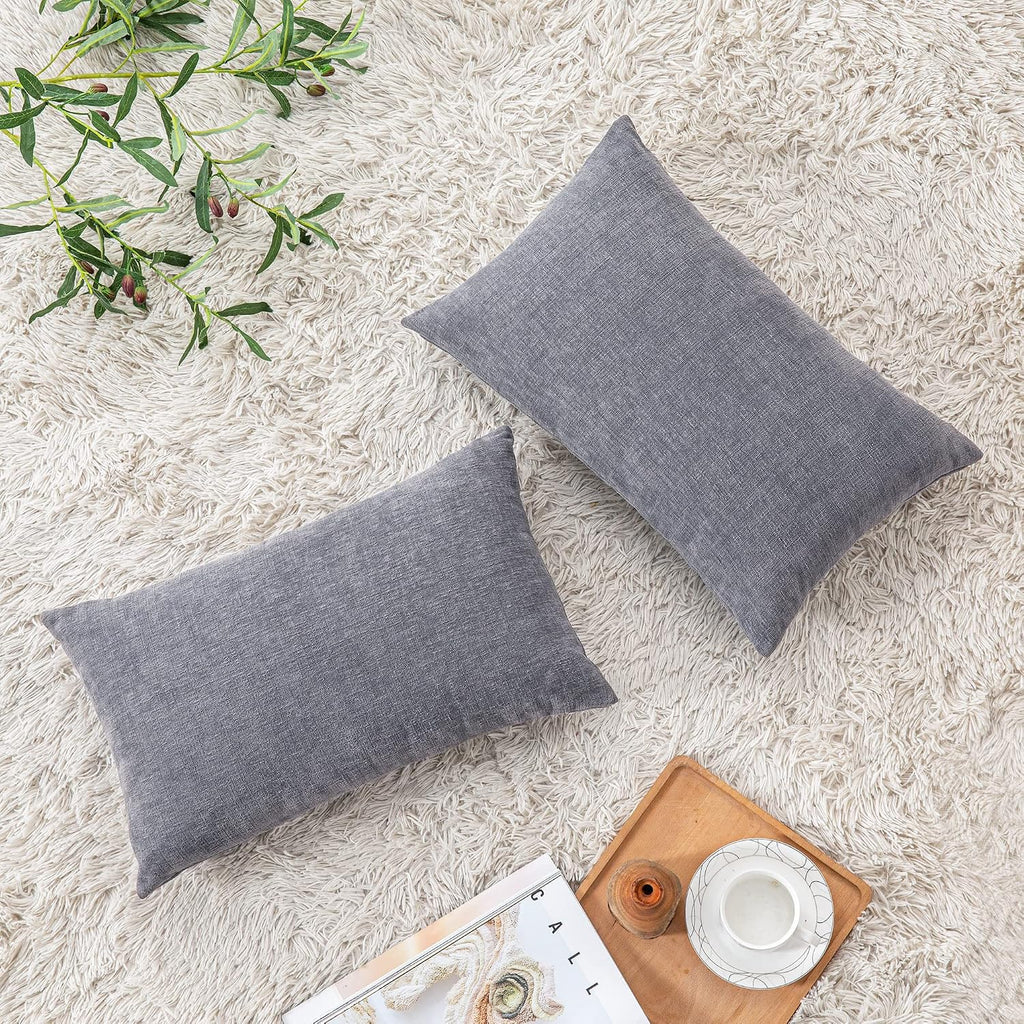 Gawamay Lumbar Support Pillow Decorative Rectangle Throw Pillow Covers 12"x20" Inch Set of 2, Soft Chenille Fall Pillowcase for Living Room…