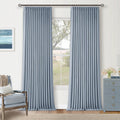 Twodrapes Light Blue Linen Blackout Pleated Curtains 90 Inches Long for Living Room Darkening Pinch Pleat 100% Black Out Drapes Thermal Ins…