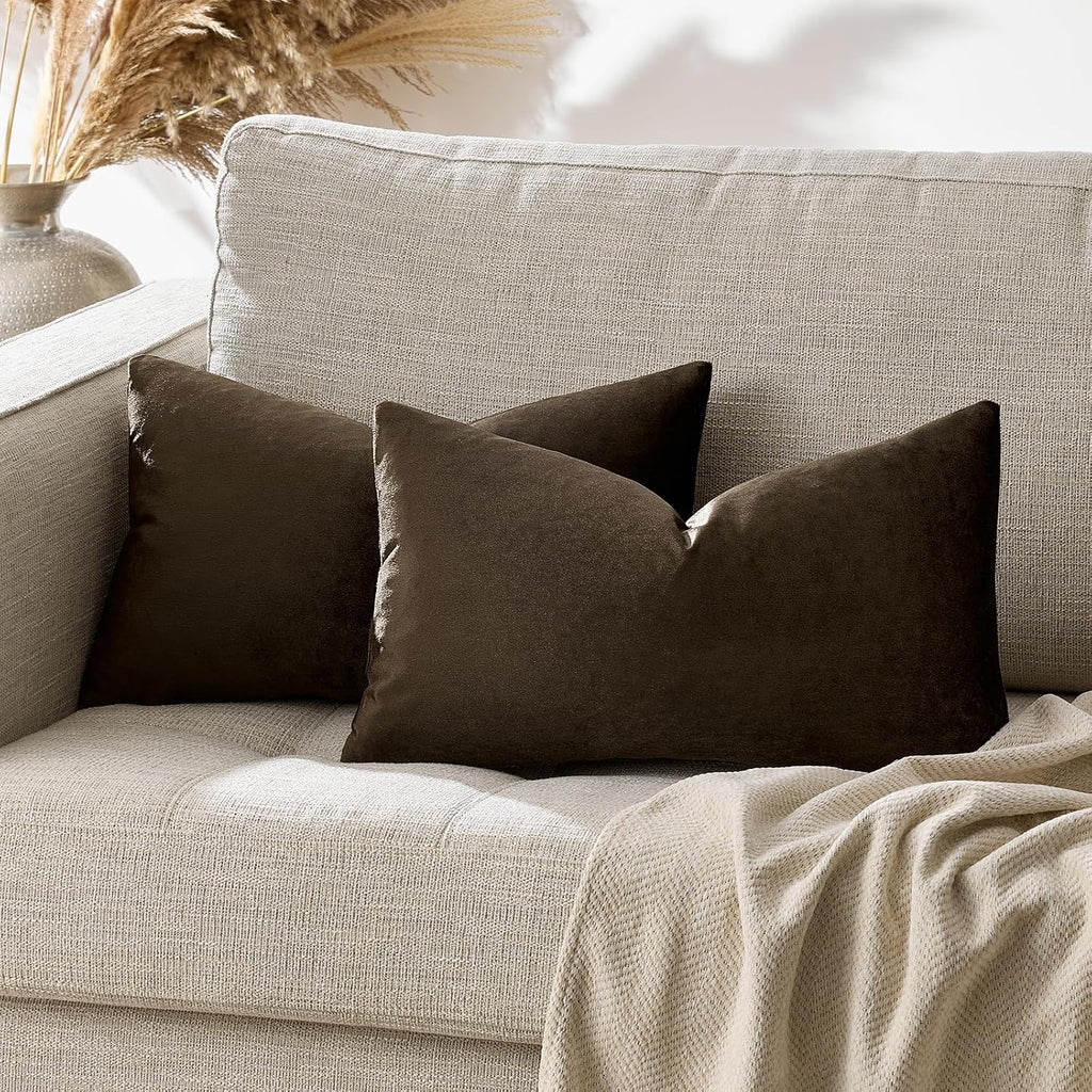 GIGIZAZAFocusingonhomedecoration GIGIZAZA Brown Velvet Pillow Covers 12x20, Small Solid Throw Pillow Covers Decorative Modern Pillows Lumabr…