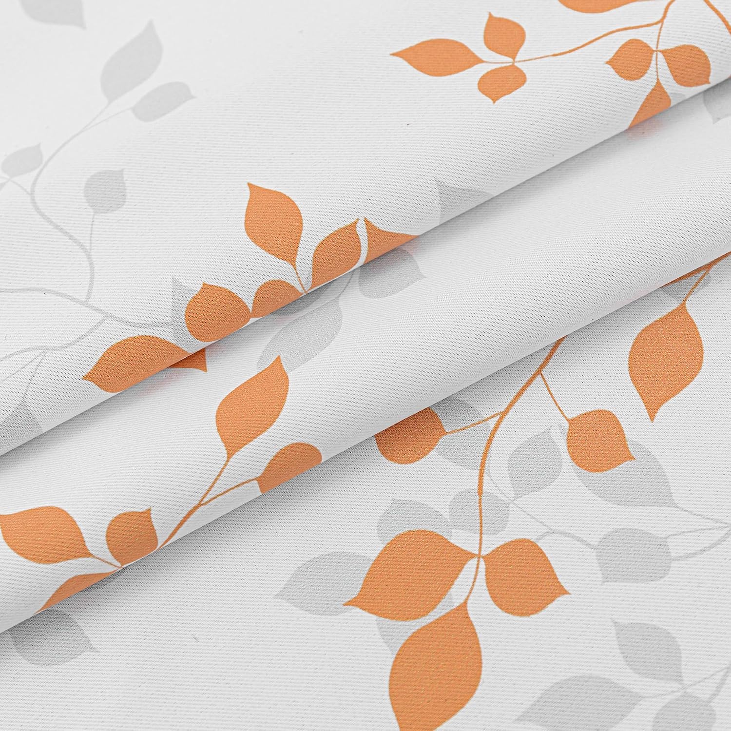Meetsky 95% Blackout Curtains for Bedroom - Orange Curtains 63 inch Length Leaf Patterned for Living Room, Thermal Insulated Nursery Drapes…
