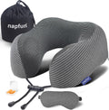 napfun Neck Pillow for Travel with Travel Pouch, Sleep Mask & Earplugs, Memory Foam Airplane Pillow for Headrest Sleep with Eyeshades…