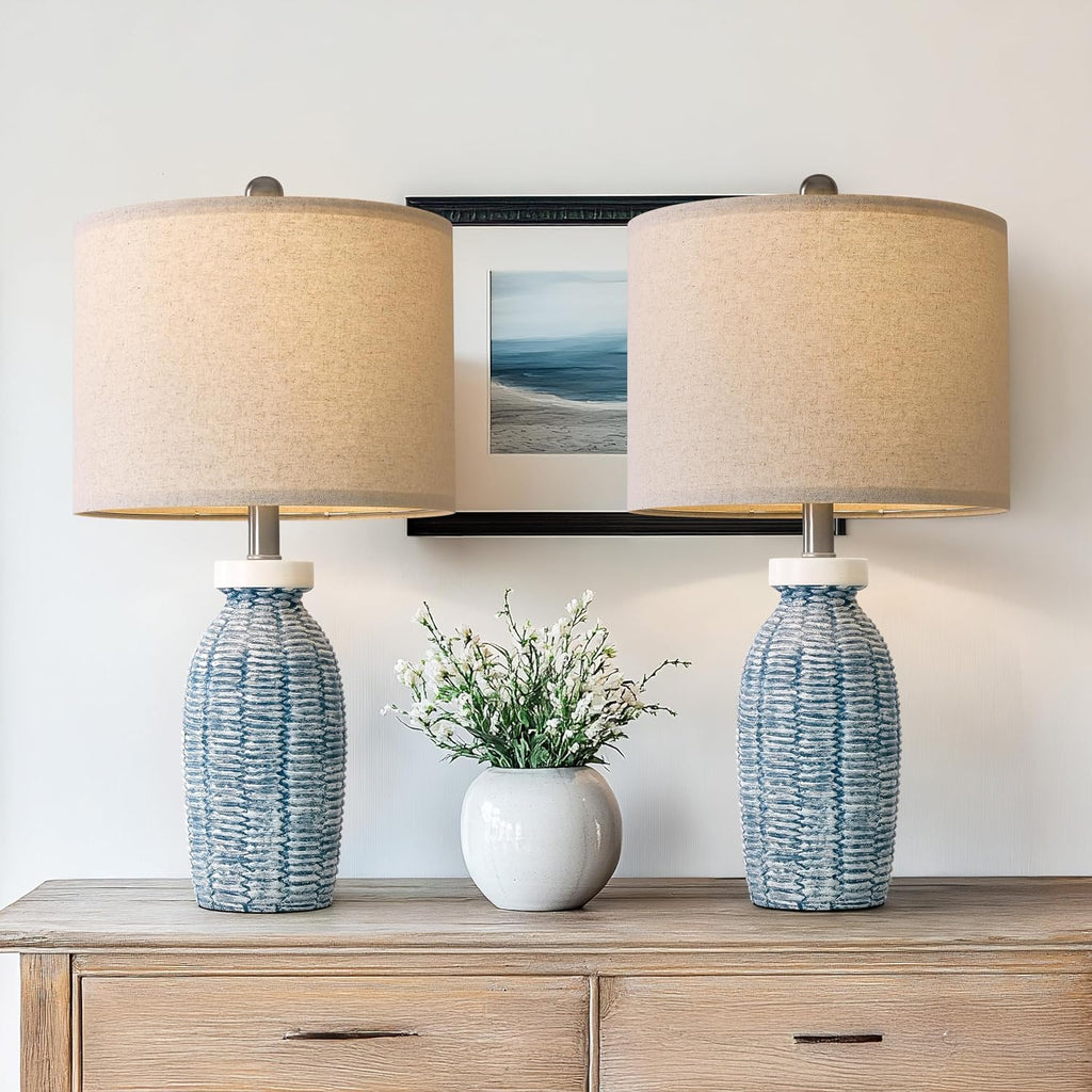 G-SAFAVA 22.75" Table Lamps for Bedroom Living Room Boho Lamp Set of 2 Farmhouse Lamp Bedside Nightstand Small Rustic Vintage Retro…