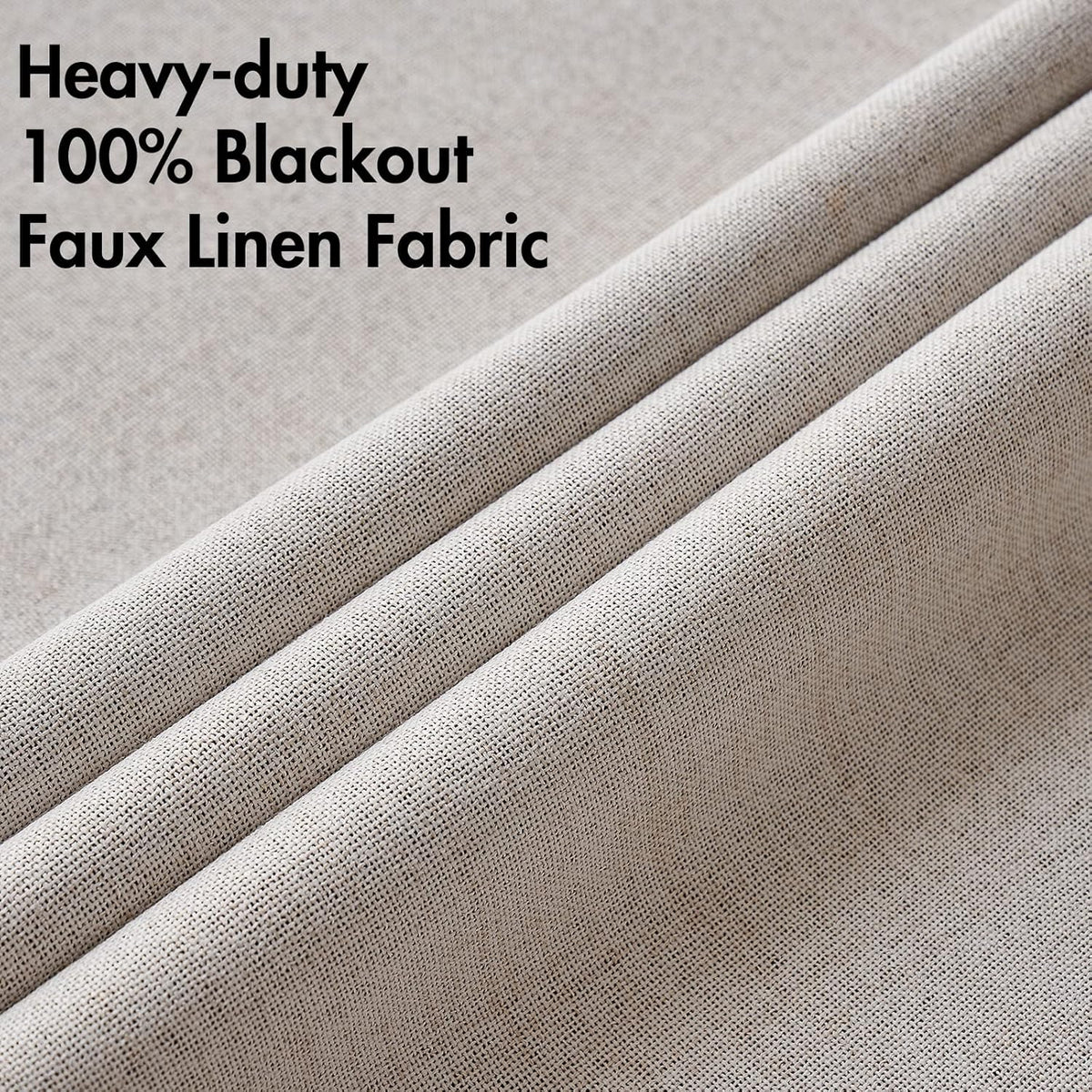 Miulee 100% Blackout Linen Textured Curtains for Bedroom Solid Thermal Insulated Ivory Grommet Room Darkening Curtains & Drapes Luxury Deco…