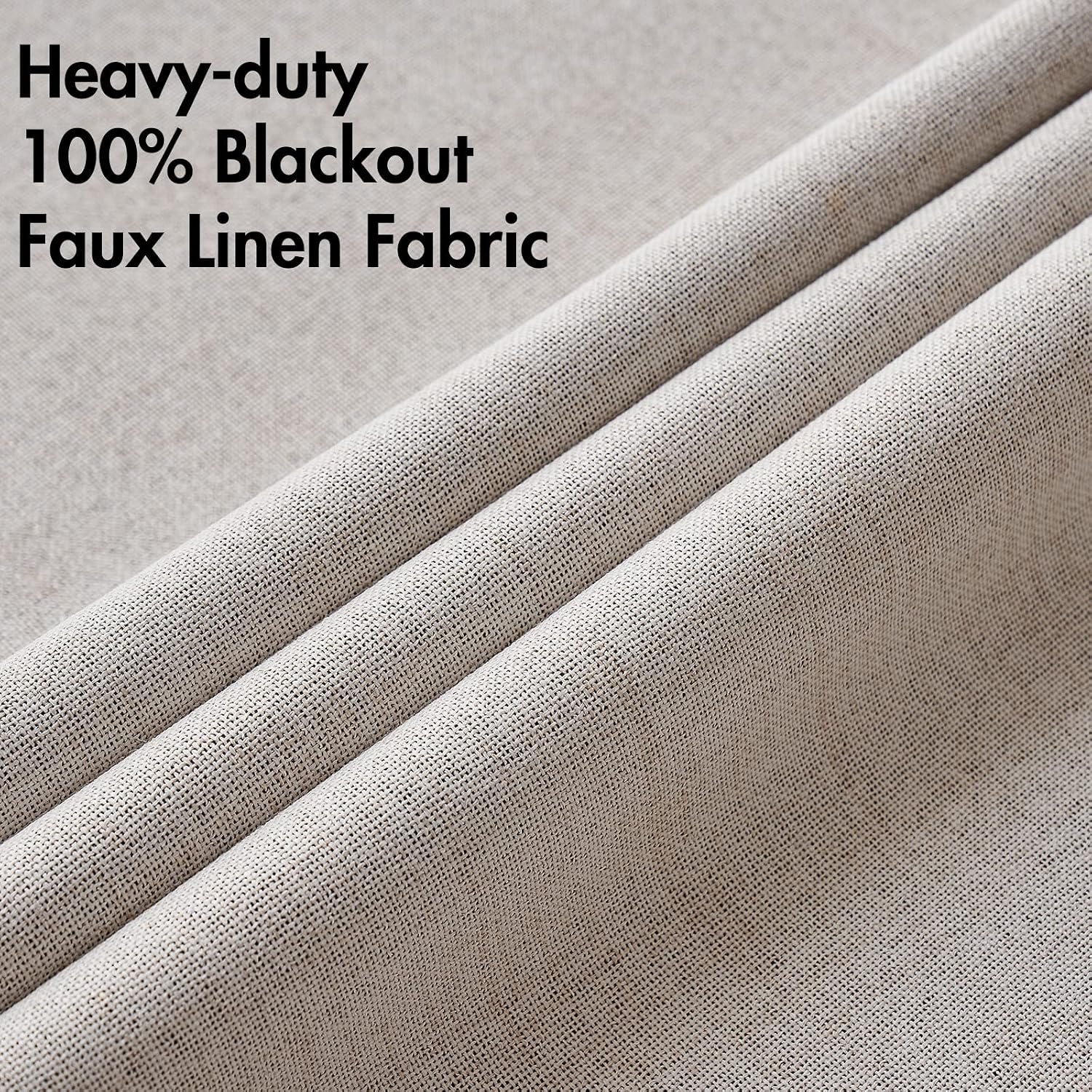 Miulee 100% Blackout Linen Textured Curtains for Bedroom Solid Thermal Insulated Ivory Grommet Room Darkening Curtains & Drapes Luxury Deco…