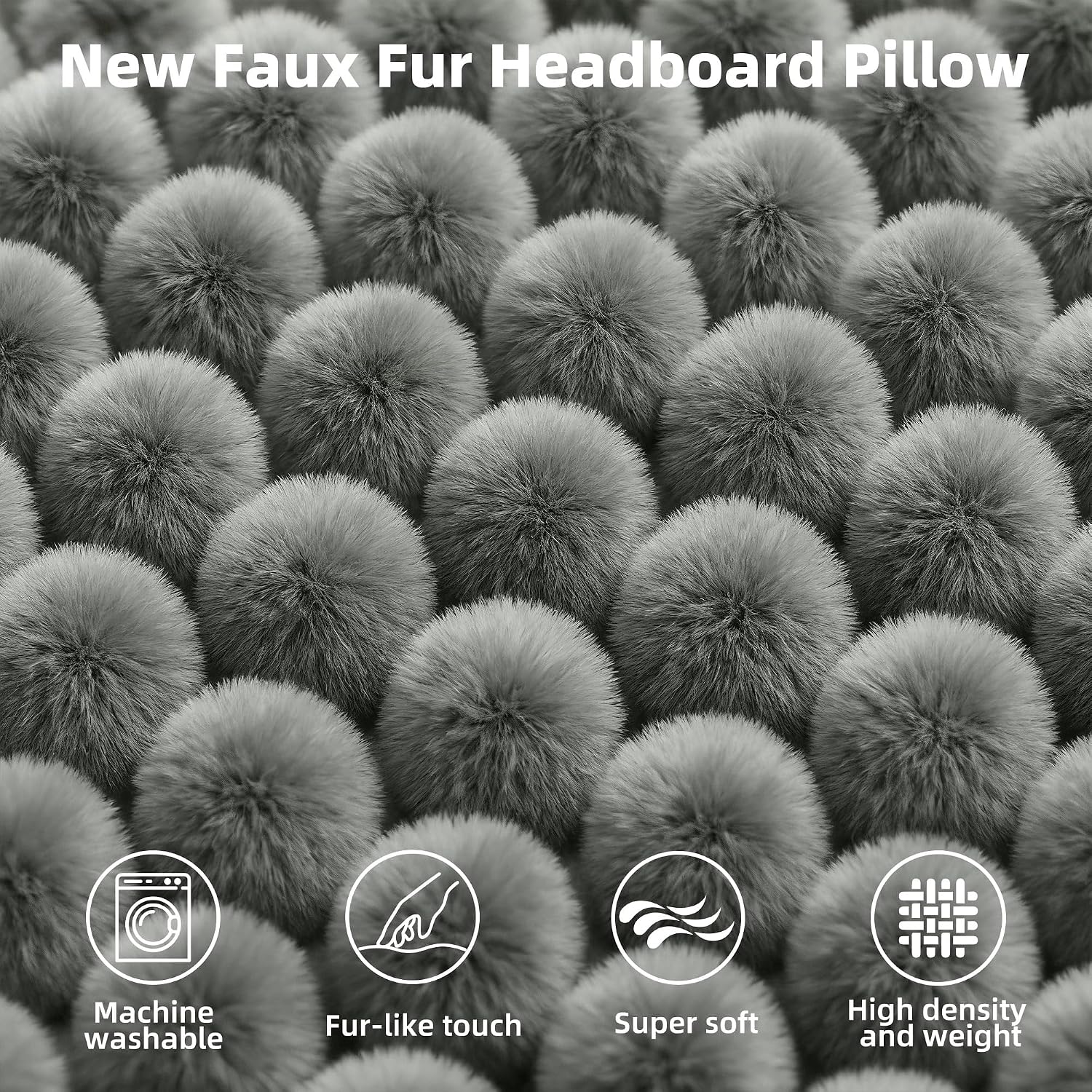 WelltyCare Luxury Faux Fur Headboard Pillow Twin Size - Large Triangular Wedge Cushion for Bed & Sofa, Fluffy Reading Backrest Bolster with…