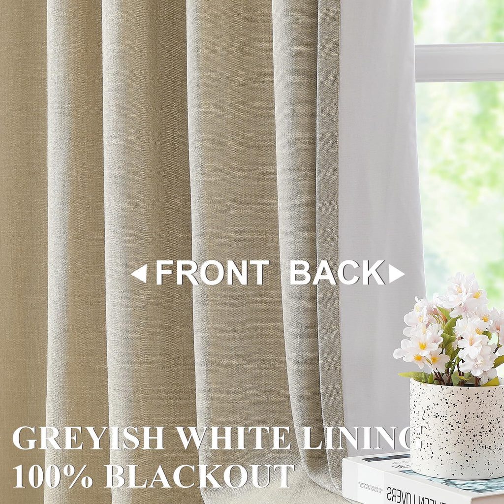 VisionHome Vision Home Sand Pinch Pleated Full Blackout Curtains Linen Blended Room Darkening Window Curtains 108 inch for Living Room Bedr…