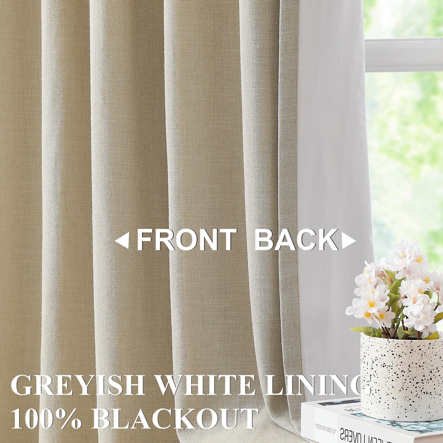 VisionHome Vision Home Sand Pinch Pleated Full Blackout Curtains Linen Blended Room Darkening Window Curtains 108 inch for Living Room Bedr…