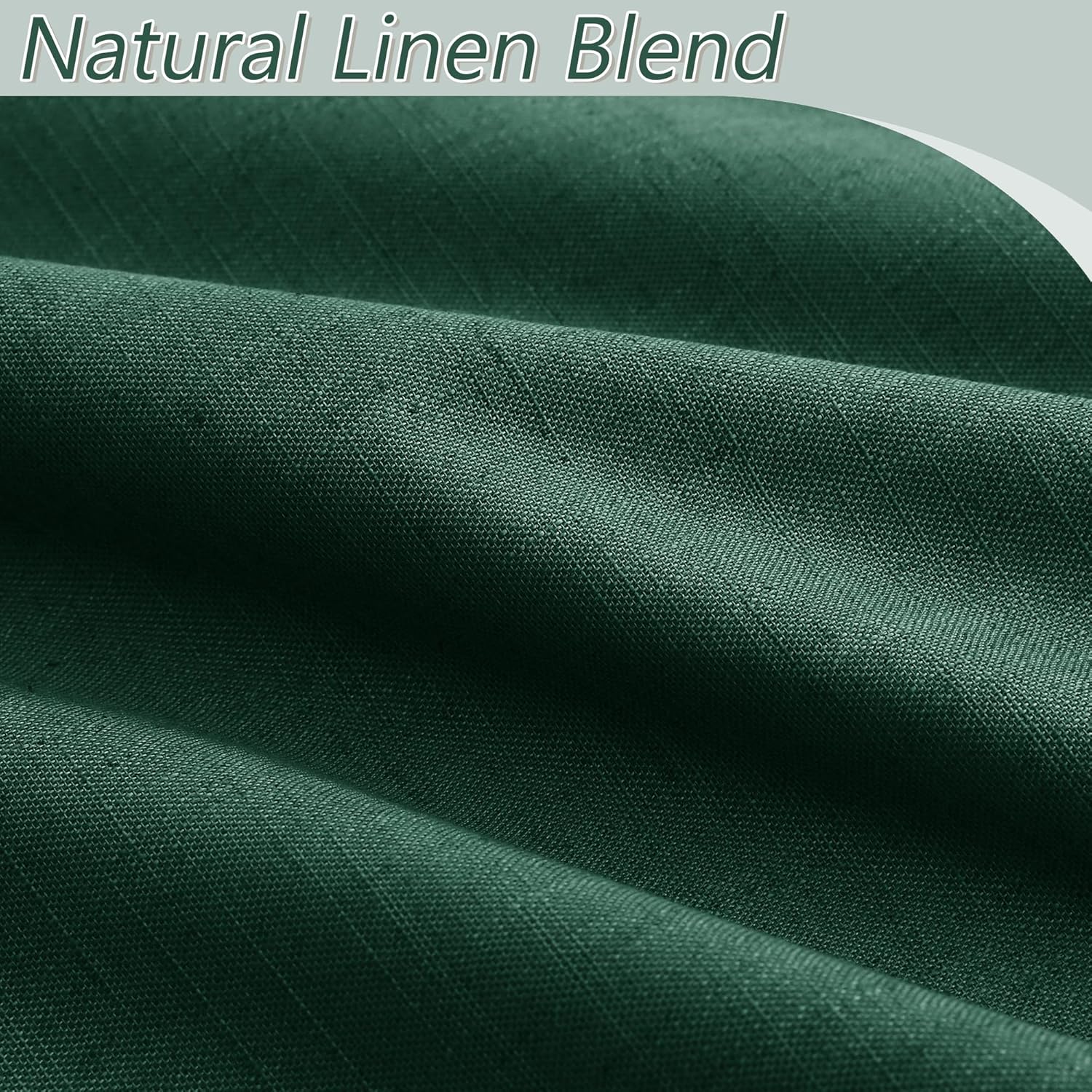 Guken Dark Green 100% Blackout Curtains 96 Inch Length 2 Panels Set for Living Room Bedroom Back Tab Thermal Insulated Black Out Linen Drap…