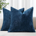 decorUhome Chenille Navy Blue Summer Throw Pillow Covers 26x26 Inch Set of 2, Decorative Soft Couch Pillow Covers Solid Dyed Accent Farmhou…