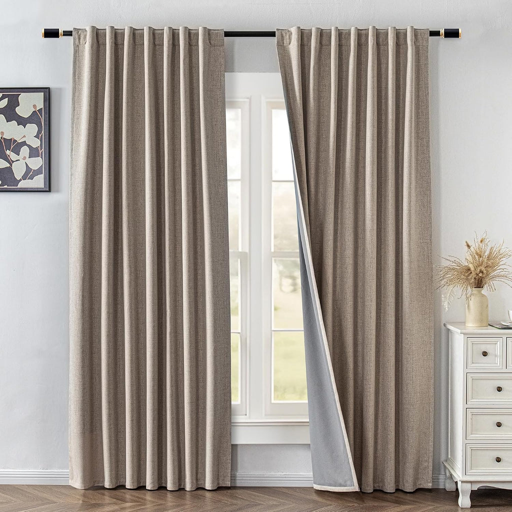 IGEMAEVE Blackout Curtains 84 Inch Length 2 Panels Set,100% Black Out Curtains for Bedroom Living Room, Thermal Insulated Darkening…