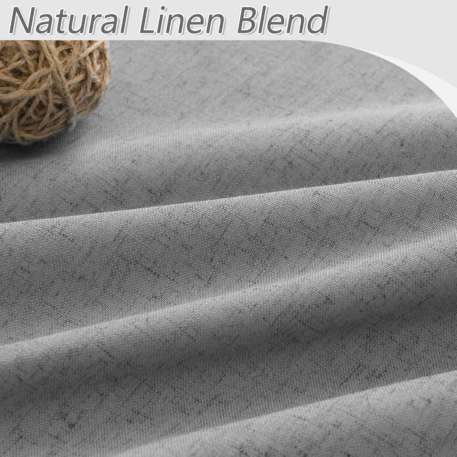 Guken 100% Blackout Linen Curtains 100 Inch Length 2 Panels Set for Living Room Bedroom Back Tab Thermal Insulated Black Out Linen Drapes R…
