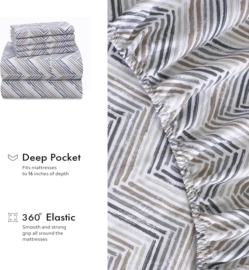 Ruvanti 100% Cotton Percale Sheets Twin Size 4 Piece Set, Cooling Bed Sheets for Hot Sleepers, Deep Pocket 16”, Breathable Lightweight & Du…
