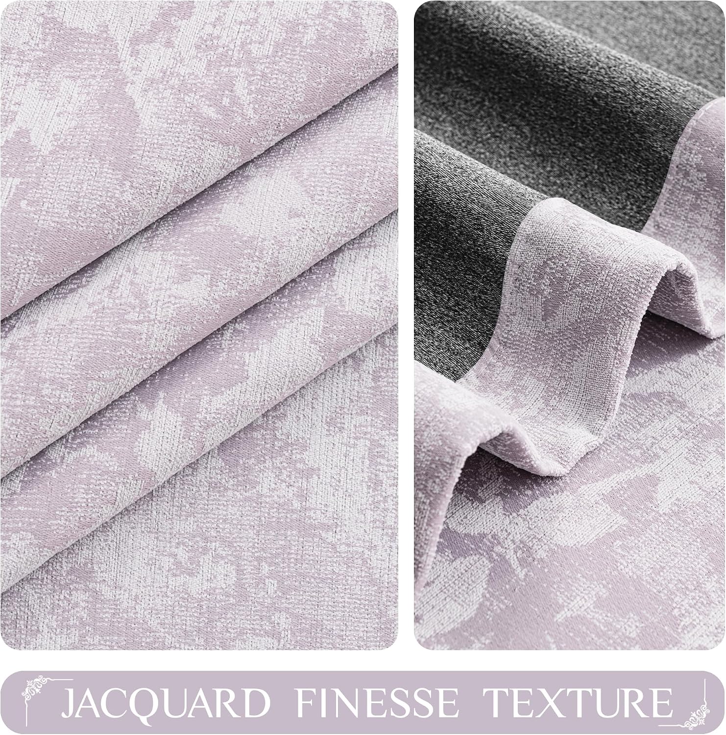Beauoop Purple Floral Jacquard Blackout Curtains 84 Inches Long 2 Panels for Bedroom Living Room Chenille Flower Room Darkening Thermal…