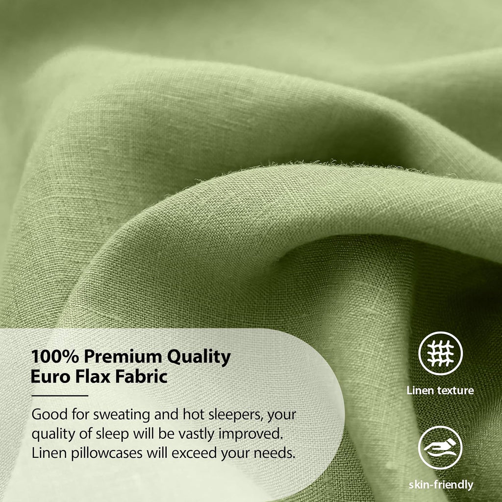 Simple&Opulence 100% Linen Pillowcases Basic Style Solid Color Set of 2, Queen Size Stone Washed Flax Pillow Cover Envelope Closure…