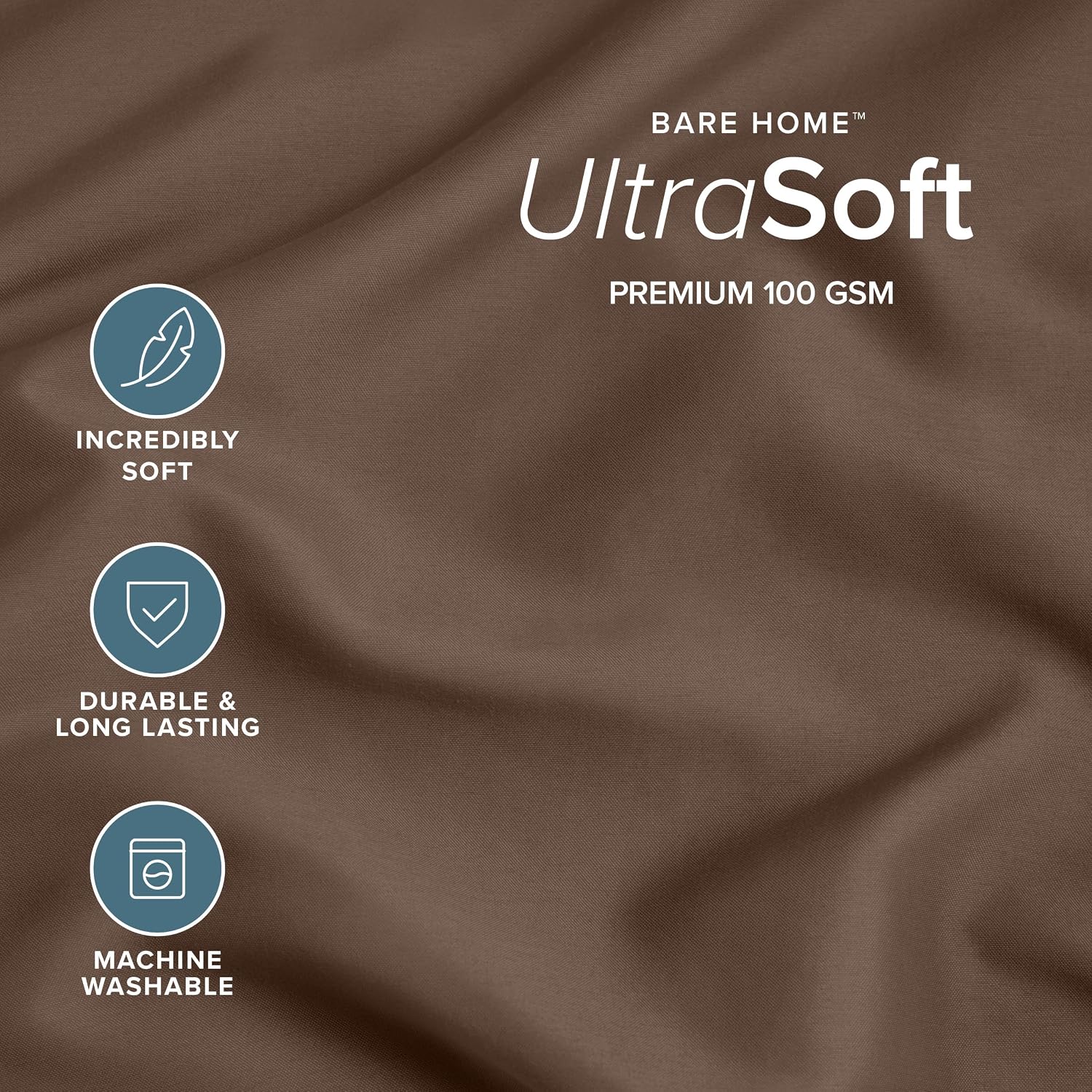BareHome Bare Home Microfiber Pillow Cases - King Size Set of 2 - Cooling Pillowcases - Double Brushed - Cocoa Pillowcases Two Pack - Easy…