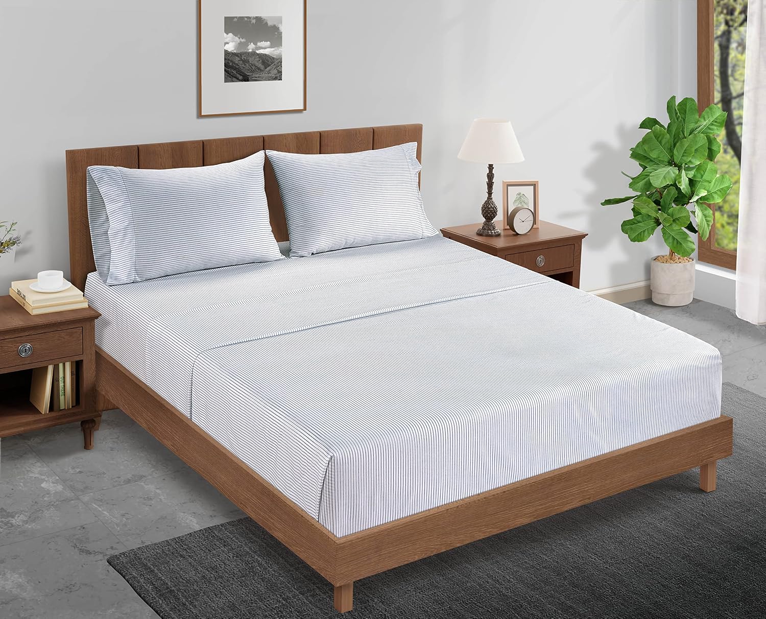 LANE LINEN Twin XL Fitted Sheet, 100% Organic Cotton 2-Piece Set (1 Fitted Sheet, 1 Pillowcase), Percale Weave, Bottom Sheet, Breathable…