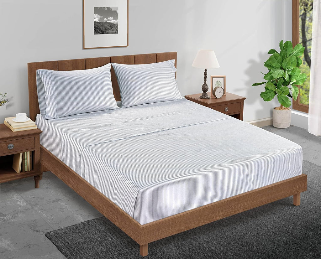 LANE LINEN 100% Organic Cotton Only Fitted Sheet Queen (Includes Pillowcases), 3 PC Set Percale Weave, Queen Size, Soft, Breathable…