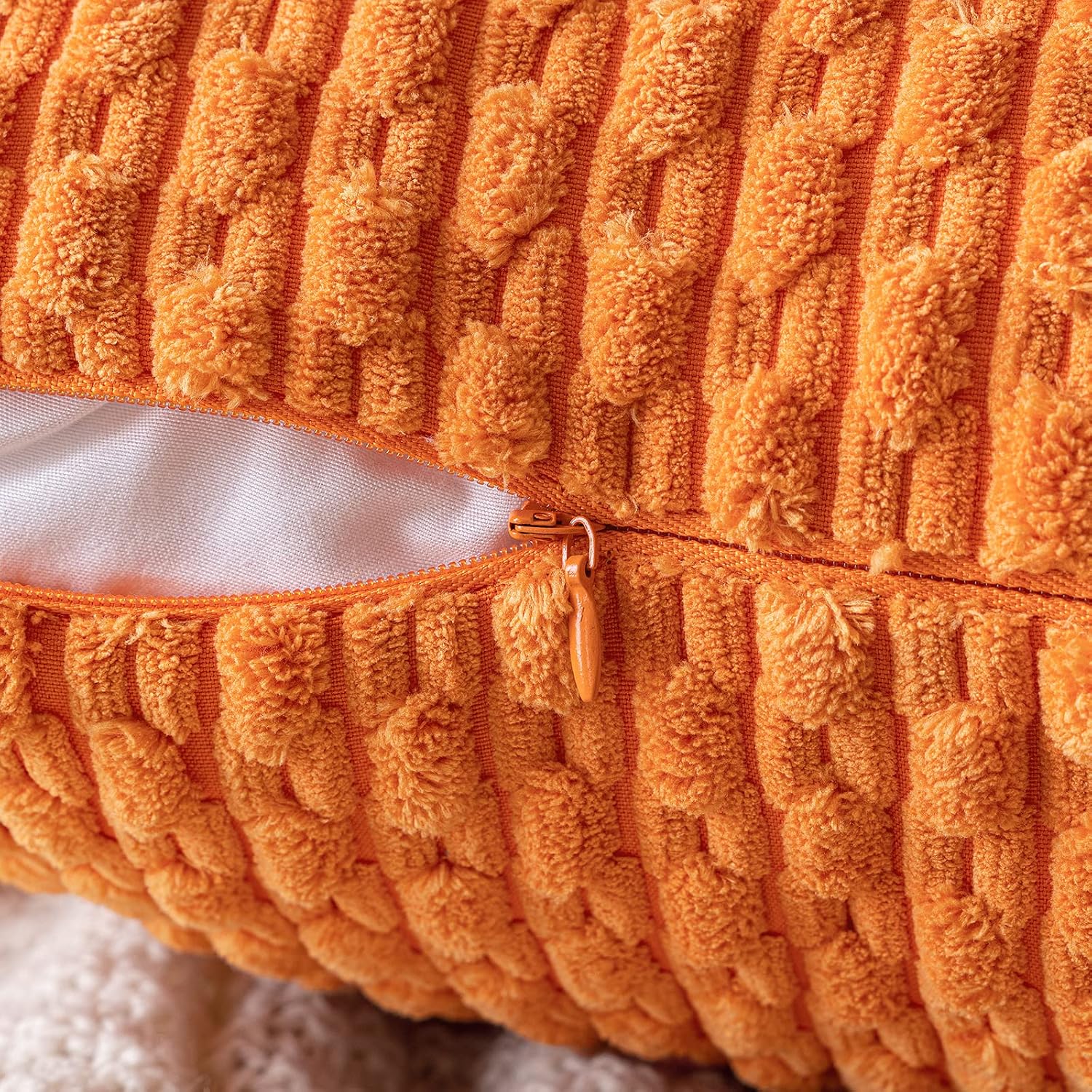 Miulee Orange Throw Pillow Covers Soft Corduroy Decorative Set of 2 Boho Striped Pillow Covers Pillowcases Farmhouse Home Decor for Hallowe…