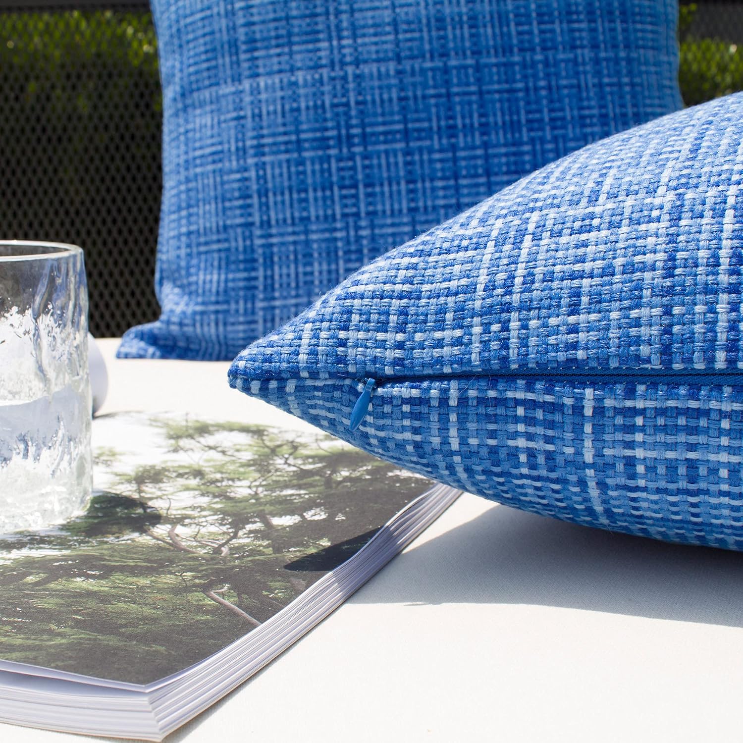 Kevin Textile Outdoor Waterproof Throw Pillow Covers 14x24 Inch Pack of 2 Woven Faux Linen Farmhouse Decorative Water Resistant Lumbar…