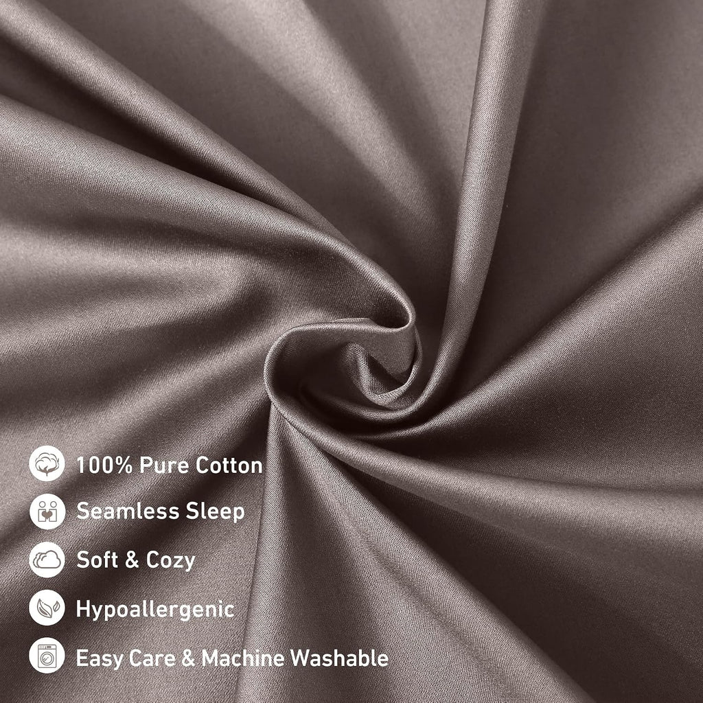 Leeden Body Pillow Cover, 100% Cotton, 800 Thread Count, Soft Breathable Long Pillow Case, Envelope Closure (Light Taupe,21"x 54") Cotton