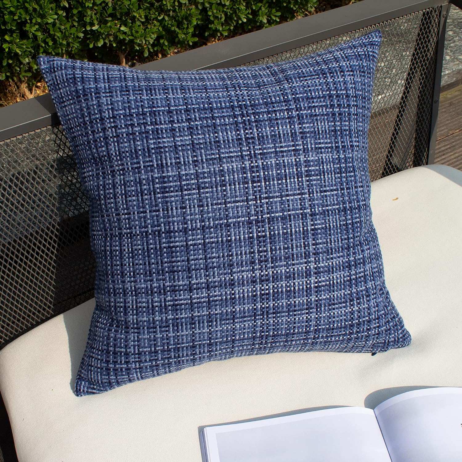 Kevin Textile Pack of 2 Decorative Outdoor Waterproof Throw Pillow Covers Stripe Square Pillowcases Modern Cushion Cases for Patio Couch…