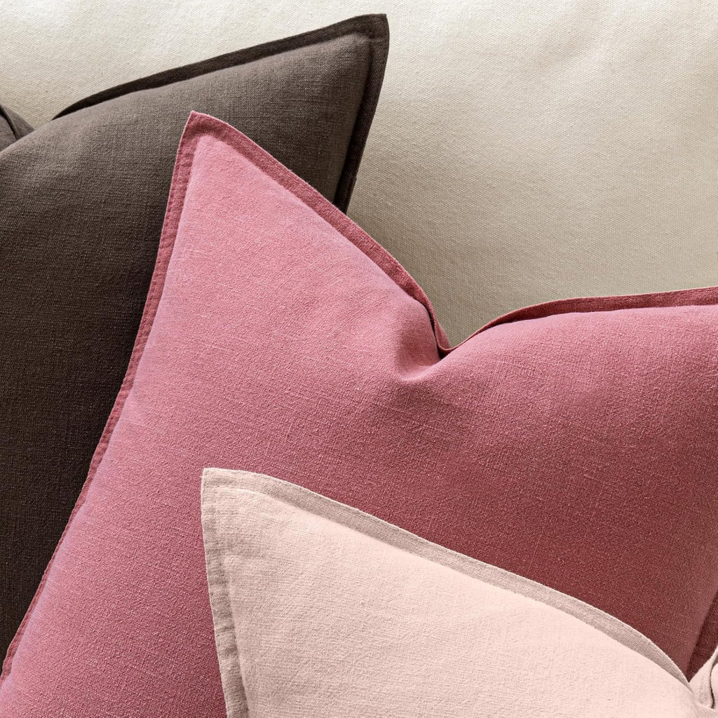 Anroduo Pack of 2 Decorative Linen Pillow Covers Mocha Brown Neutral Farmhouse Boho Soild Cushion Case Soft Accent Pillowcase for Couch Sof…