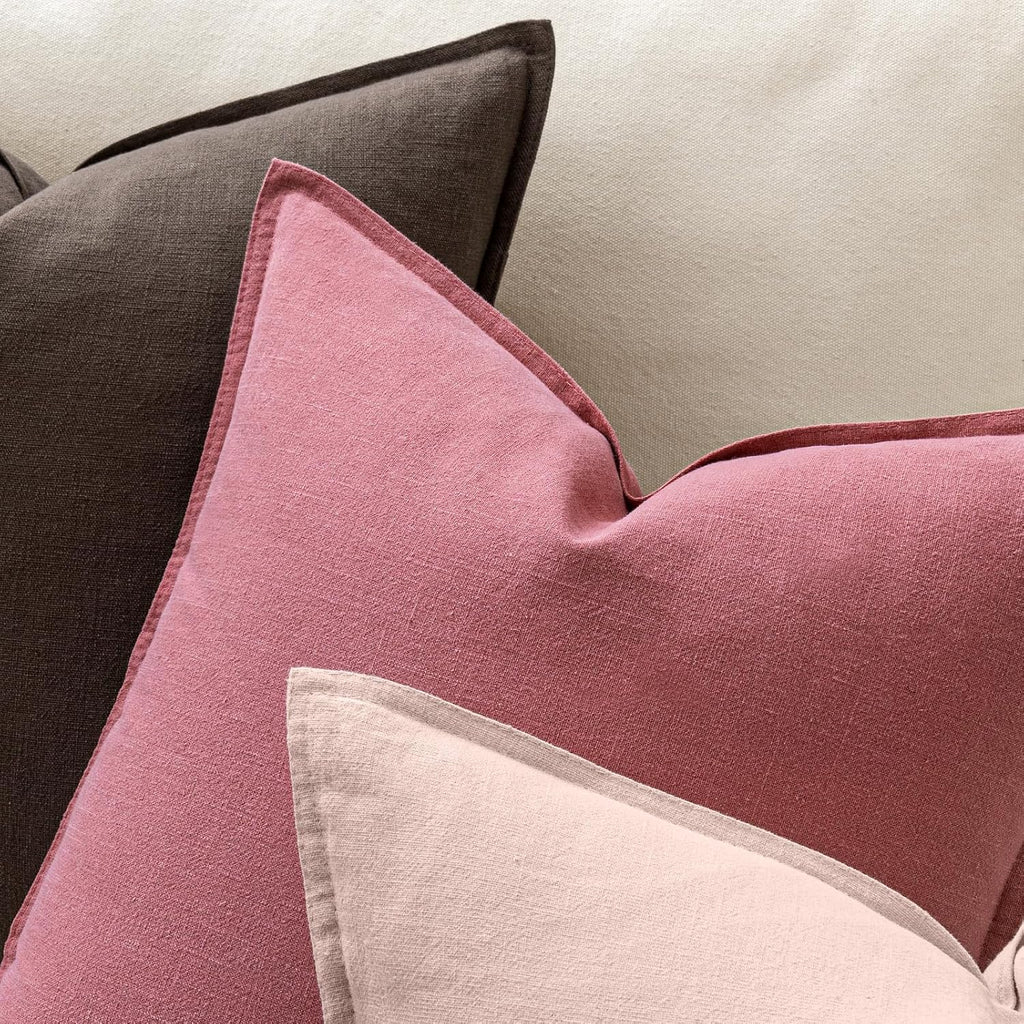 Anroduo Pack of 2 Decorative Linen Pillow Covers Dusty Rose Neutral Farmhouse Boho Soild Cushion Case Soft Accent Pillowcase for Couch Sofa…