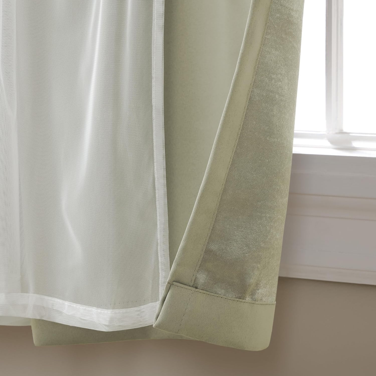 TOWN & COUNTRY LUXE Talia Double Layer Indoor Curtains, Sheer and Room Darkening Blackout, Grommet Top, Energy Efficient, 2-Pack Set…
