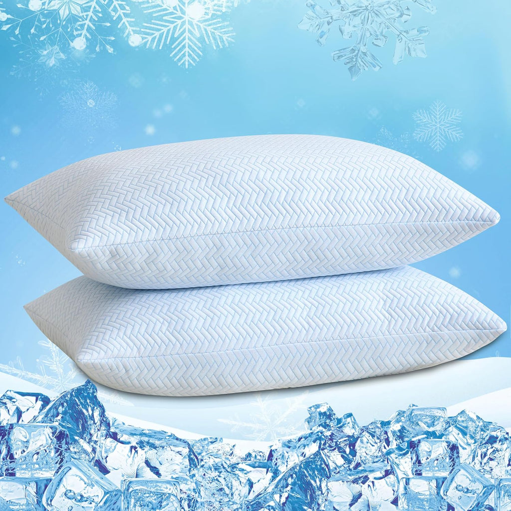Downcool Cooling Pillow King Size Set of 2, Adjustable Shredded Memory Foam Pillows for Sleeping, Cool Bed Pillows for Hot Sleepers, Soft S…