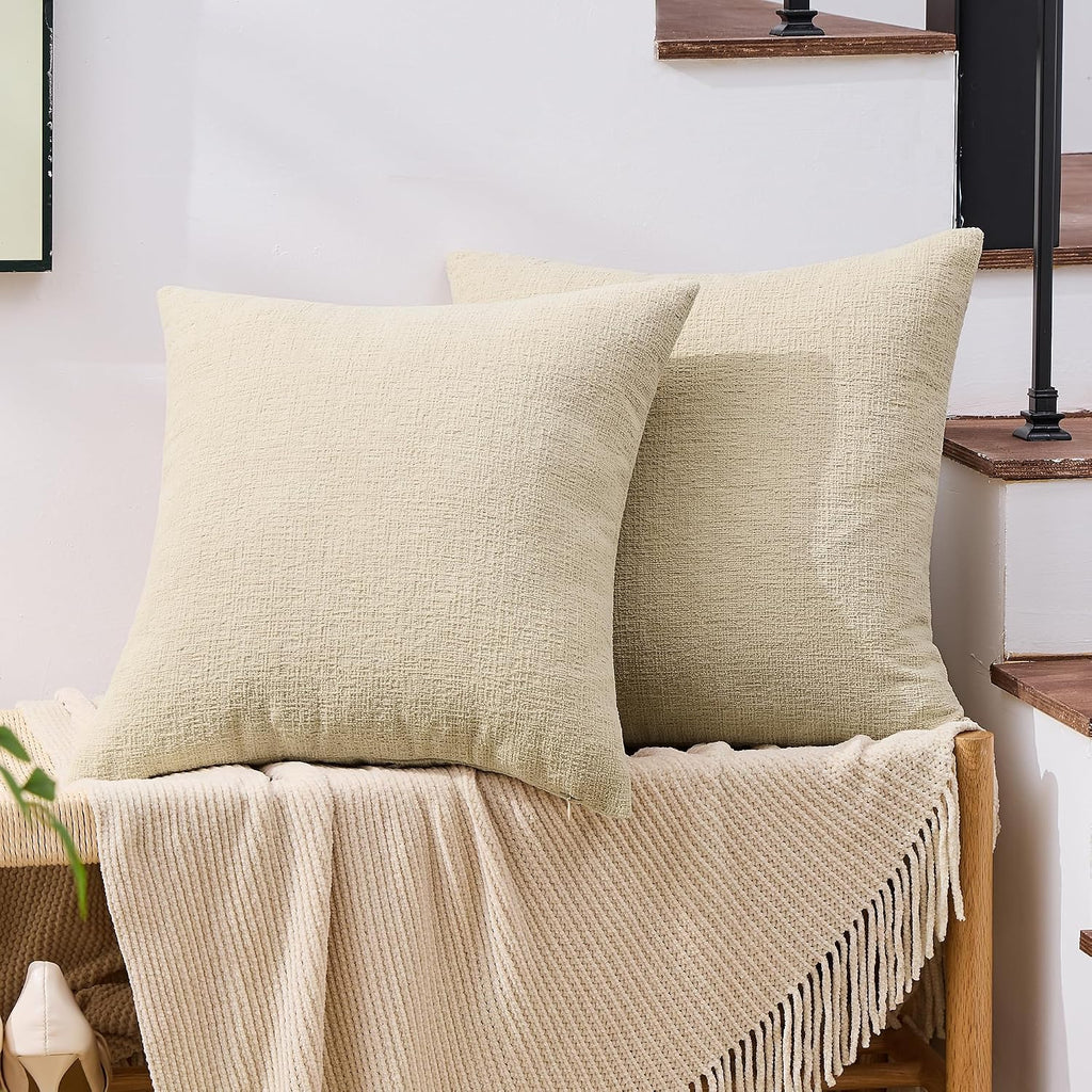 Gawamay Set of 2 Soft Textured Chenille Throw Pillow Covers 26x26 Inch (66x66 CM), Decorative Pillowcases Cushion Covers for Farmhouse Home…