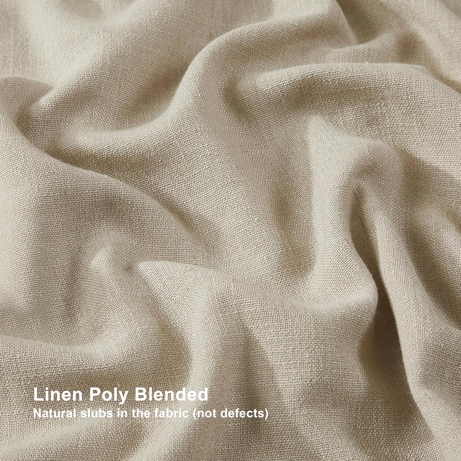 VisionHome Vision Home Sand Pinch Pleated Full Blackout Curtains Linen Blended Room Darkening Window Curtains 102 inch for Living Room Bedr…