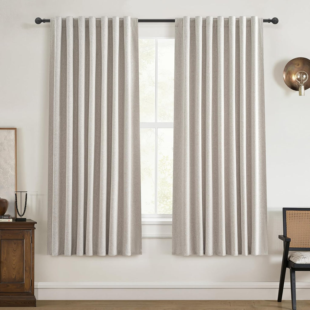 Qjmydeco Short Length Blackout Curtains for Bedroom 63 Inch Length Pretty Custom Drapes Thermal Kitchen Traverse Curtains with Hooks for Tr…