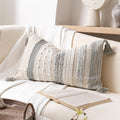 BlissBlush Gray Decorative Lumbar Pillow Cover 14x24, Grey Boho Long Body Pillow for Bed, Farmhouse Lumbar Throw Pillow for Couch, Modern…