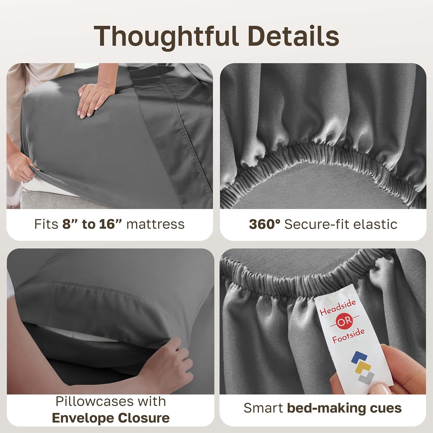 CaliforniaDesignDen California Design Den 6-Pc King Size Sheet Set with 4 Pillowcases - Soft 400 Thread Count 100% Cotton Sheets, Sateen We…