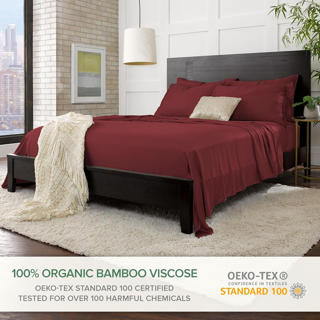 PureBamboo Pure Bamboo Twin Sheets, Genuine 100% Organic Viscose Derived from Bamboo Bed Sheet Set, Luxuriously Soft & Cooling, Double Stit…