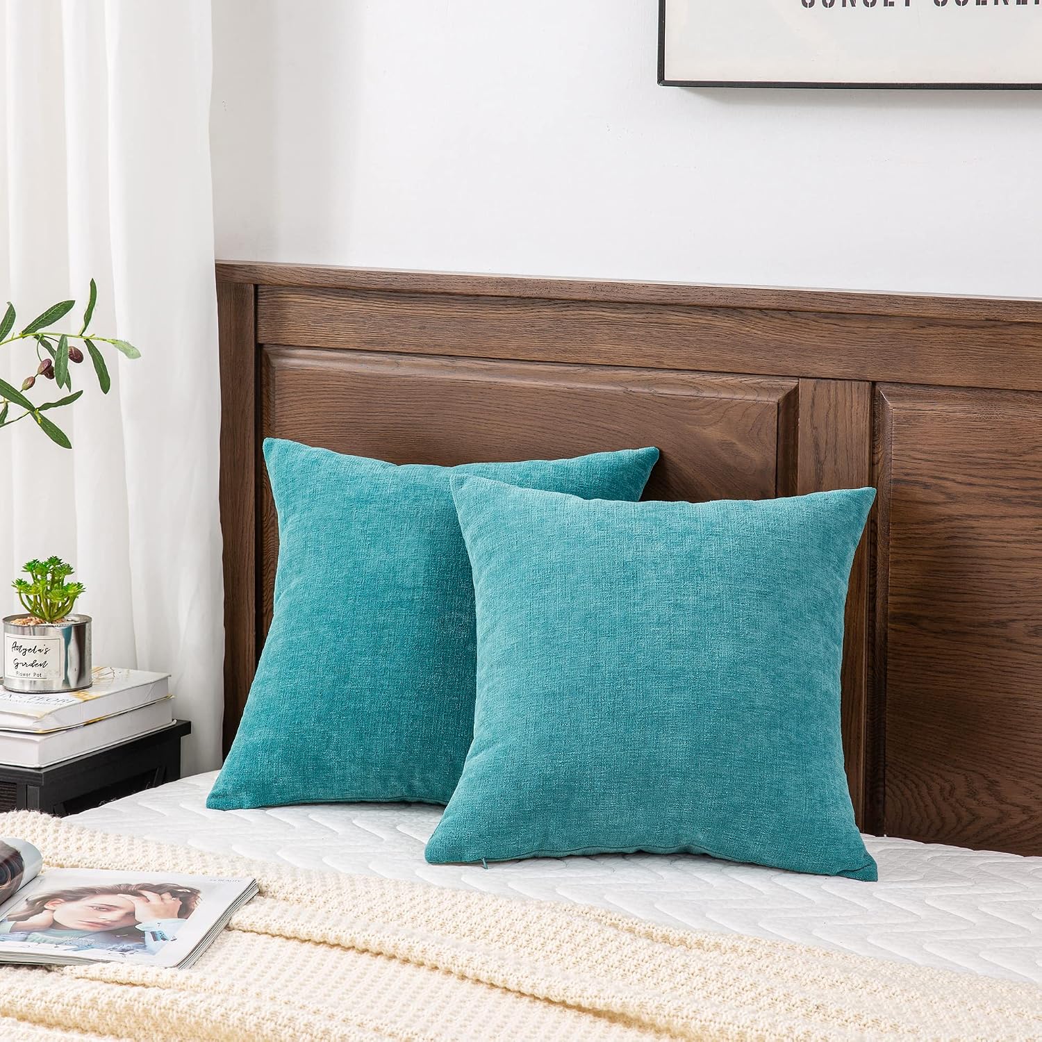 Gawamay Decorative Chenille Throw Pillow Covers 26x26 Inch Pack of 2, Soft Square Couch Pillow Cover for Sofa Cushion Living Room Bedroom S…