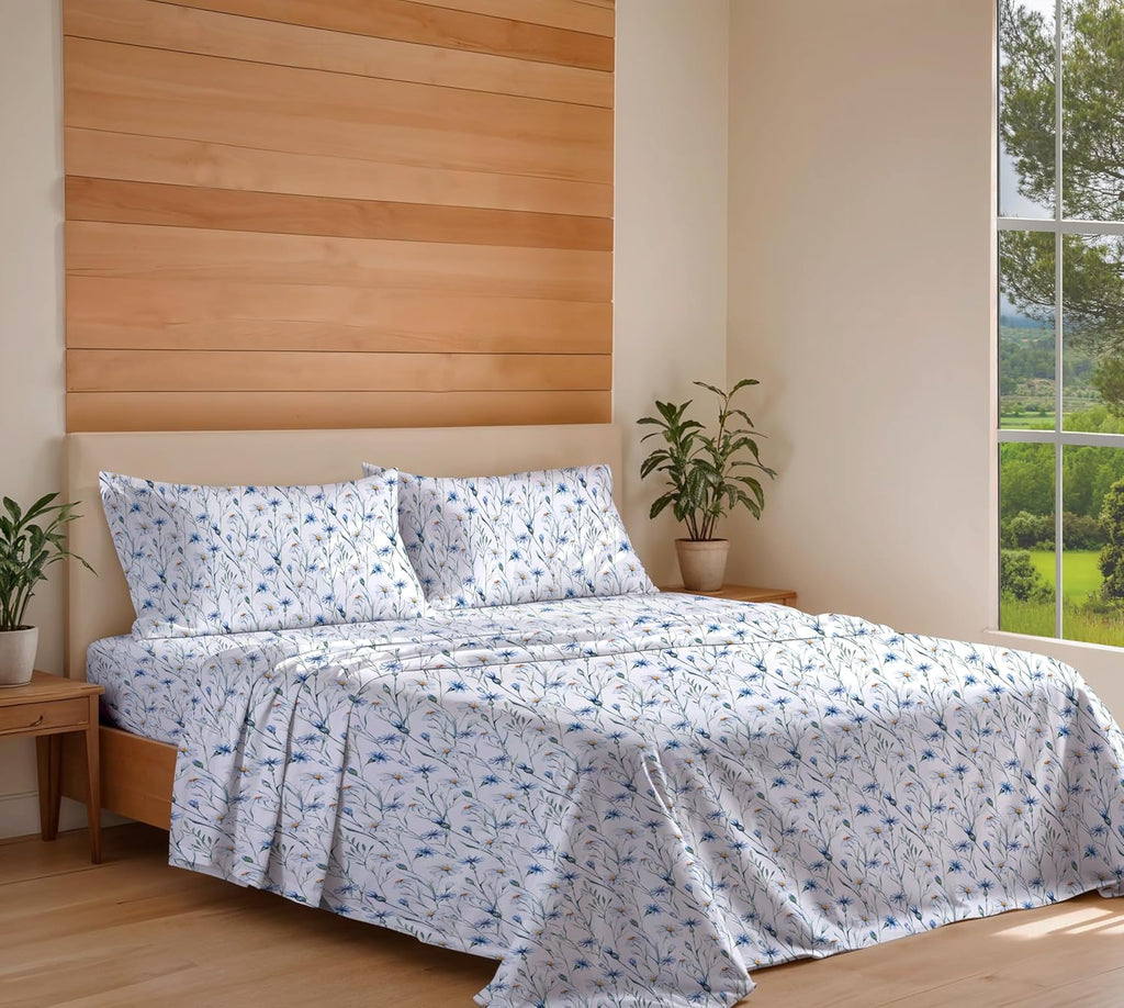 Ruvanti 100% Cotton Organic Percale Sheets Cal King Size – Crisp Cooling Bed Sheets for Hot Sleepers, Deep Pocket 13”, Soft Peach Finish, B…