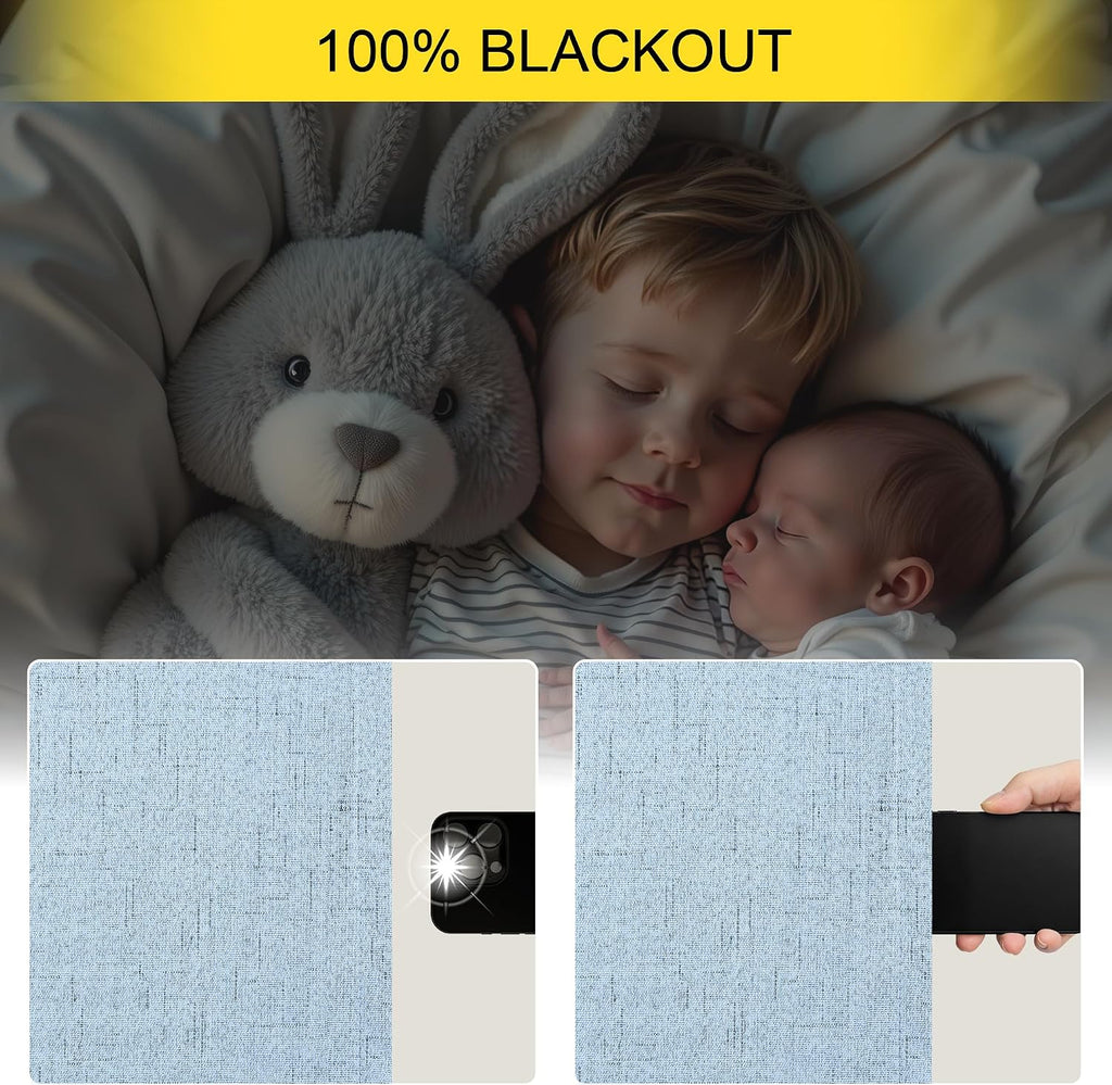 Pitalk 100% Blackout Light Blue Curtains 84 Inch Length for Bedroom Window 2 Panel Room Darkening Insulated Thermal Sky Colored Pale Blue B…