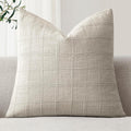 Foindtower Set of 1 Decorative Linen Check Throw Pillow Cover Neutral Farmhouse Vintage Cushion Cover Modern Boho Accent Home Decor for…