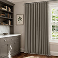 Twodrapes Taupe Grey Linen Blackout Pleated 105 Inch Curtains for Living Room Darkening Pinch Pleat 100% Black Out Drapes Thermal Insulated…