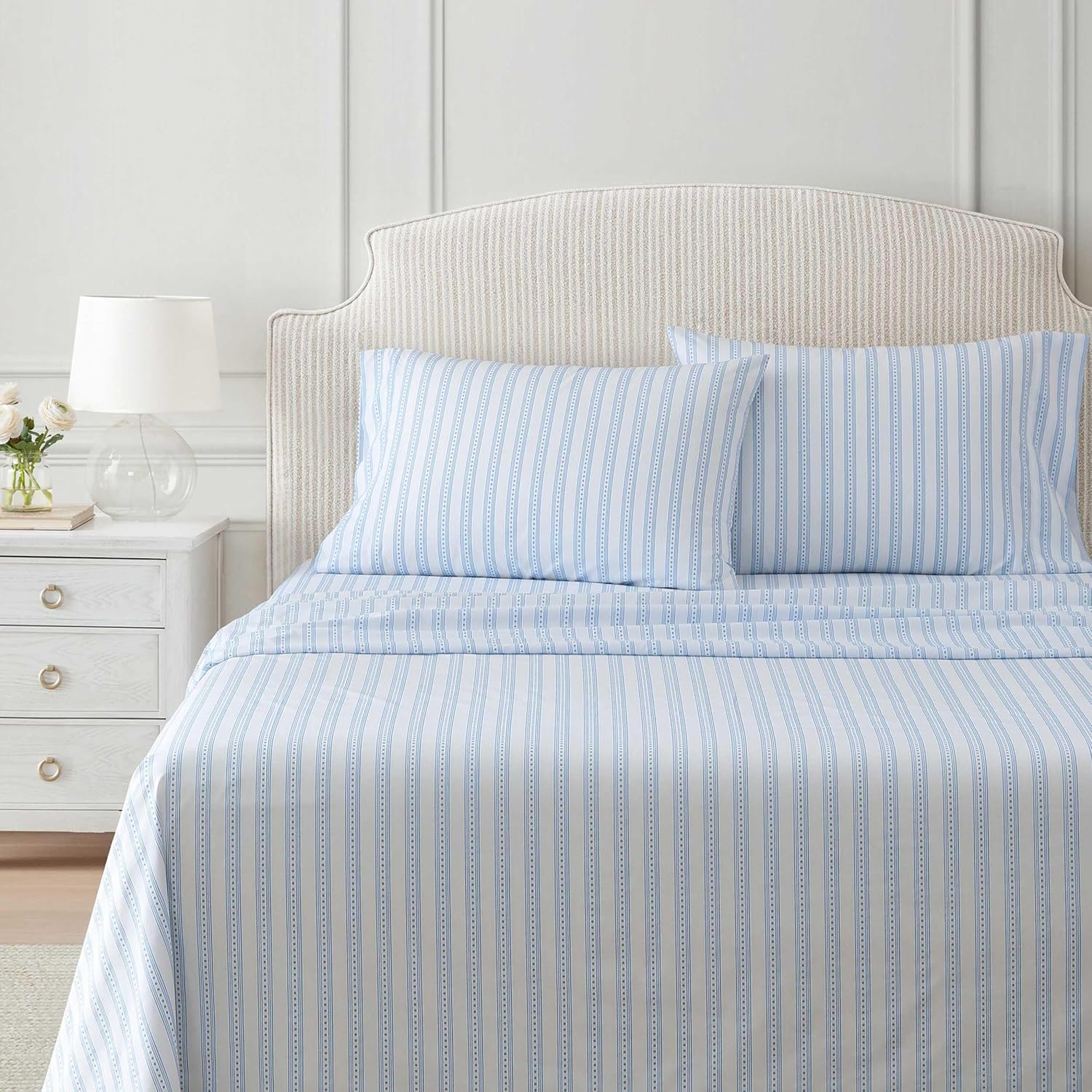 MarthaStewart Martha Stewart - King Size Sheets Set, Crisp & Tailored Cooling Sheets with a Smooth Cotton Percale Lightweight Feel - Bed Sh…