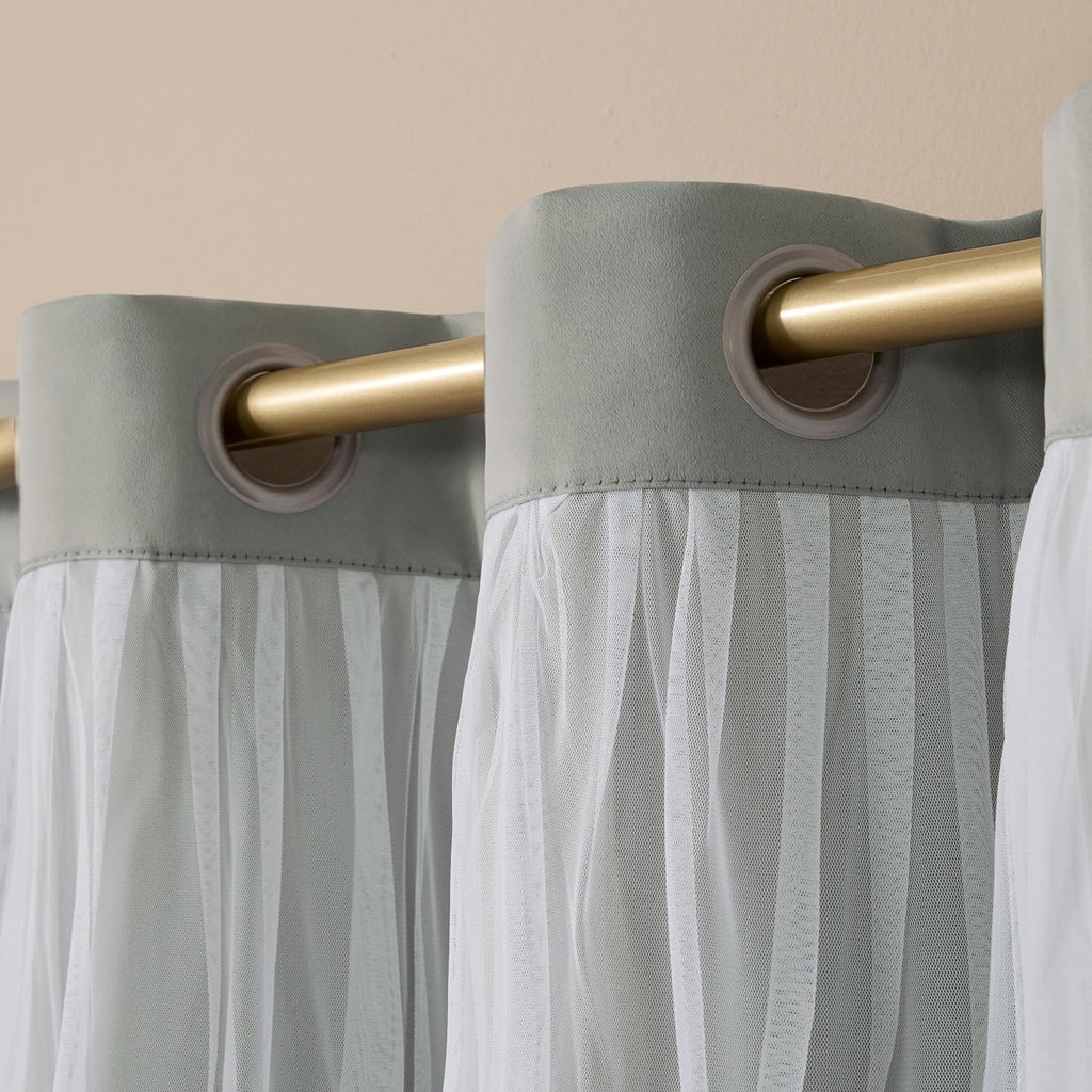 TOWN & COUNTRY LUXE Talia Double Layer Indoor Curtains, Sheer and Room Darkening Blackout, Grommet Top, Energy Efficient, 2-Pack Set…