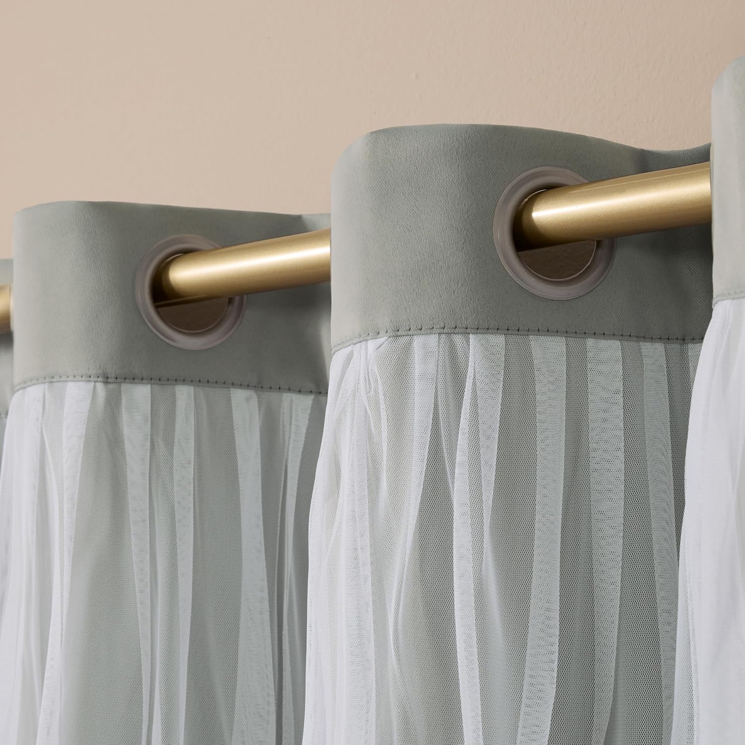 TOWN & COUNTRY LUXE Talia Double Layer Indoor Curtains, Sheer and Room Darkening Blackout, Grommet Top, Energy Efficient, 2-Pack Set…