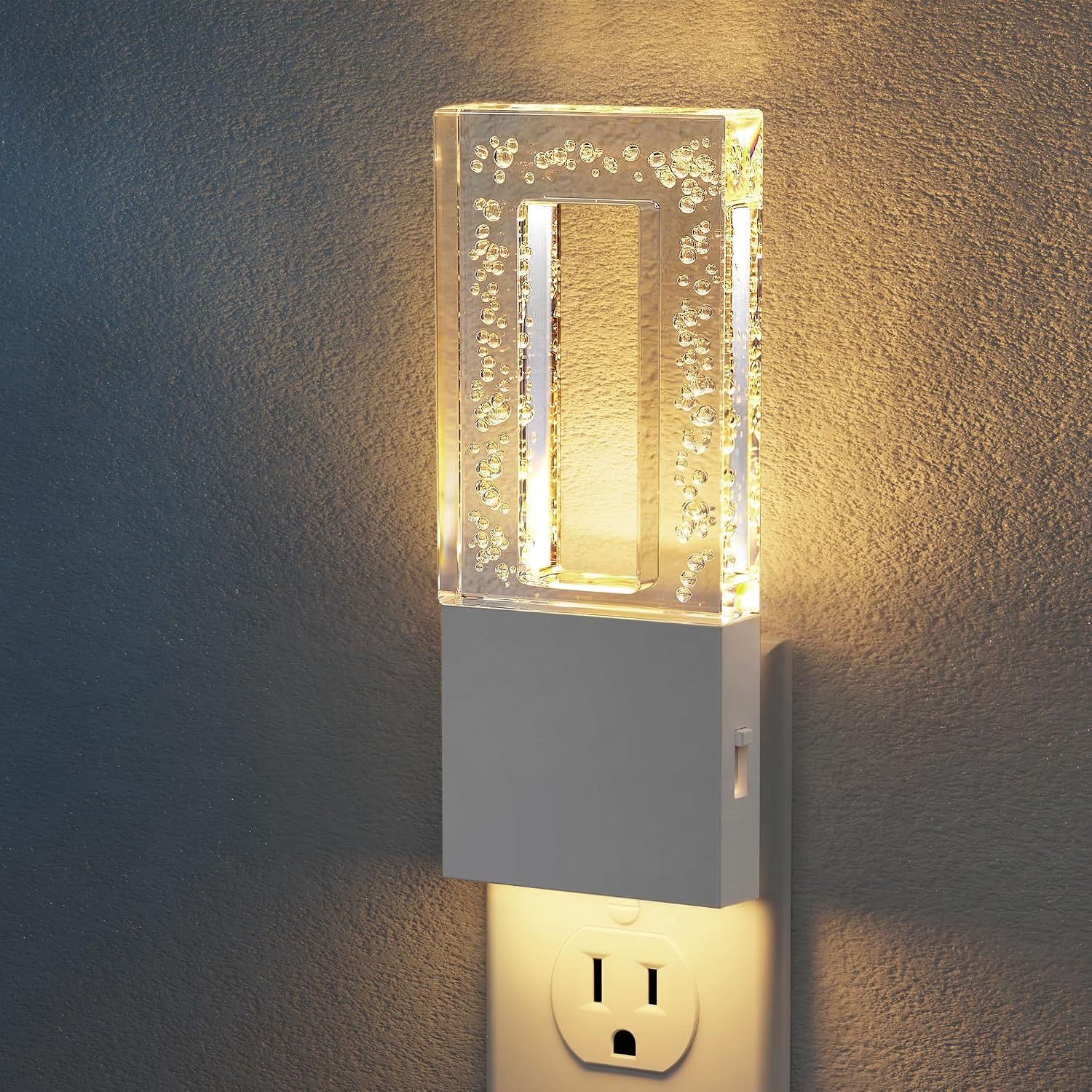 JandCase Night Lights Plug into Wall, Dusk to Dawn Sensor, 3000K Soft White LED, Acrylic Bubble Design, 0-100lm Adjustable Brightness…